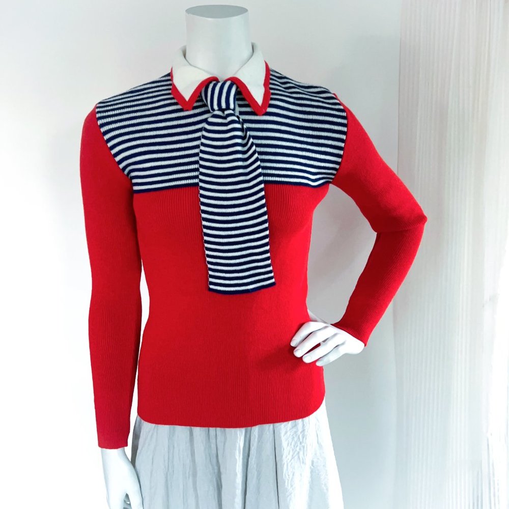 Vintage Little Lisa Red White / Blue Stripe Sweater Made in Italy